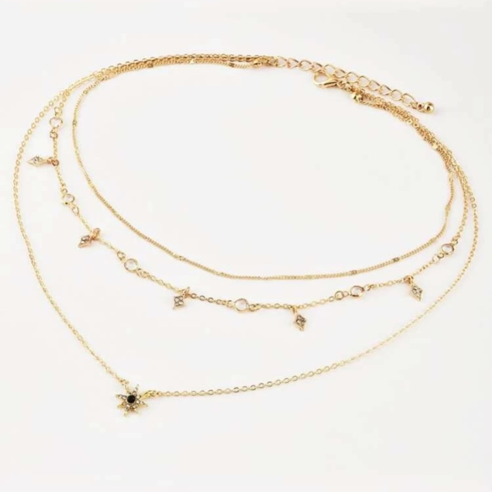 3/$35 RESTOCKED Layered Star Rhinestone Necklace - Picture 3 of 4